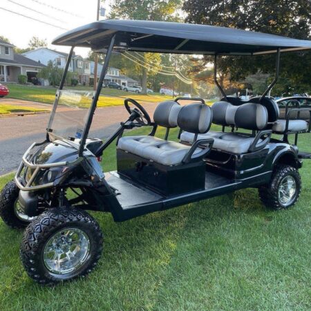 Black Yamaha G29 Gas powered 6 passenger golf cart