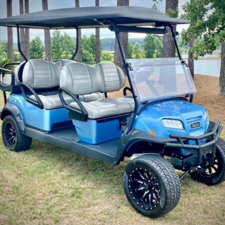 2023 Club Car Onward HP Limo golf cart in beautiful ice blue.