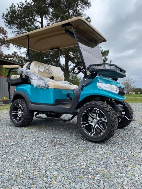 2021 Teal Phoenix Club Car Villager V4L 48v Lifted Golf Cart - Image 16