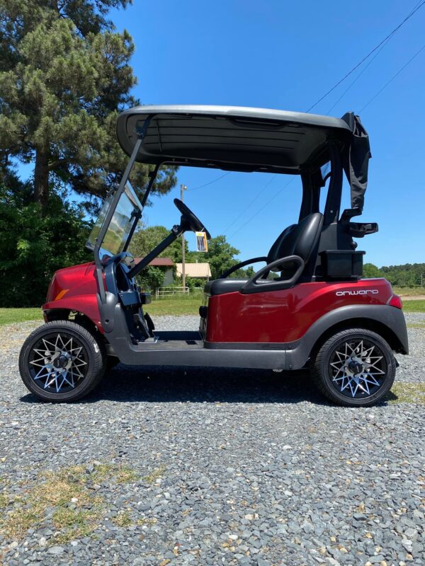 2022 Candy Apple Red Metallic Club Car Onward 48V Electric 2 Pass Golf Cart - Image 2