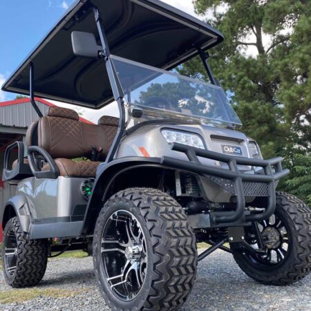 2022 New Midnight Silver Metallic Club Car Onward 4 Passenger Lifted Li-Ion HP PTV Custom Golf Cart