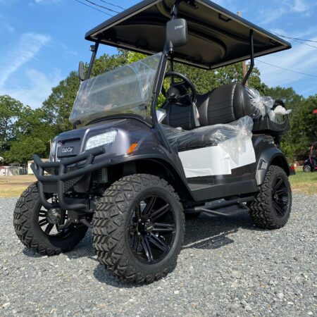 2022 Midnight Silver Metallic Club Car Onward 4 Passenger Lifted Li-Ion HP PTV Custom Golf Cart