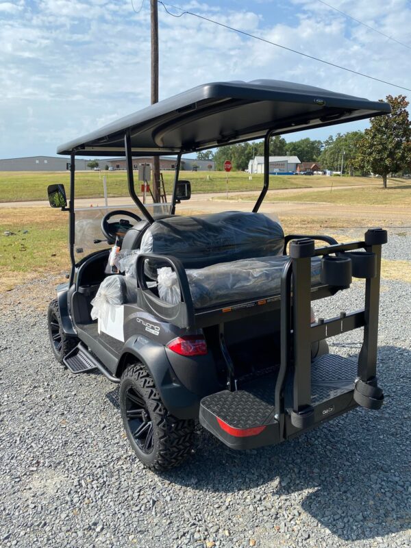 2022 Midnight Silver Metallic Club Car Onward 4 Passenger Lifted Li-Ion HP PTV Custom Golf Cart - Image 4