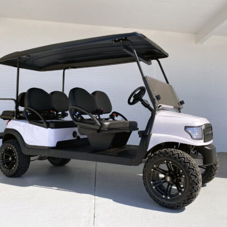 White Alpha Lifted 6 Passenger Limo Club Car Golf Cart