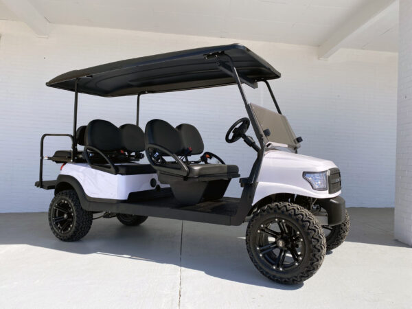 White Alpha Lifted 6 Passenger Limo Club Car Golf Cart